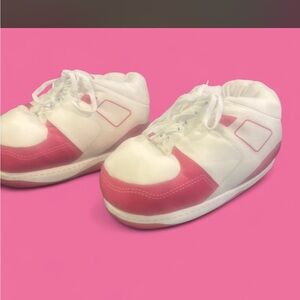 White and Pink High-Top Sneakers slippers size large